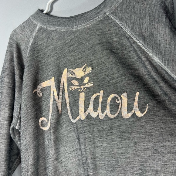 Wildfox Gray Miaou Pullover Cat Sweater Meow Medium - Picture 5 of 8